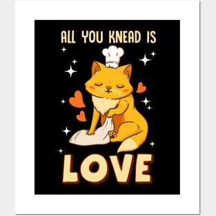 Cute & Funny All You Knead Is Love Cat Kneading Posters and Art